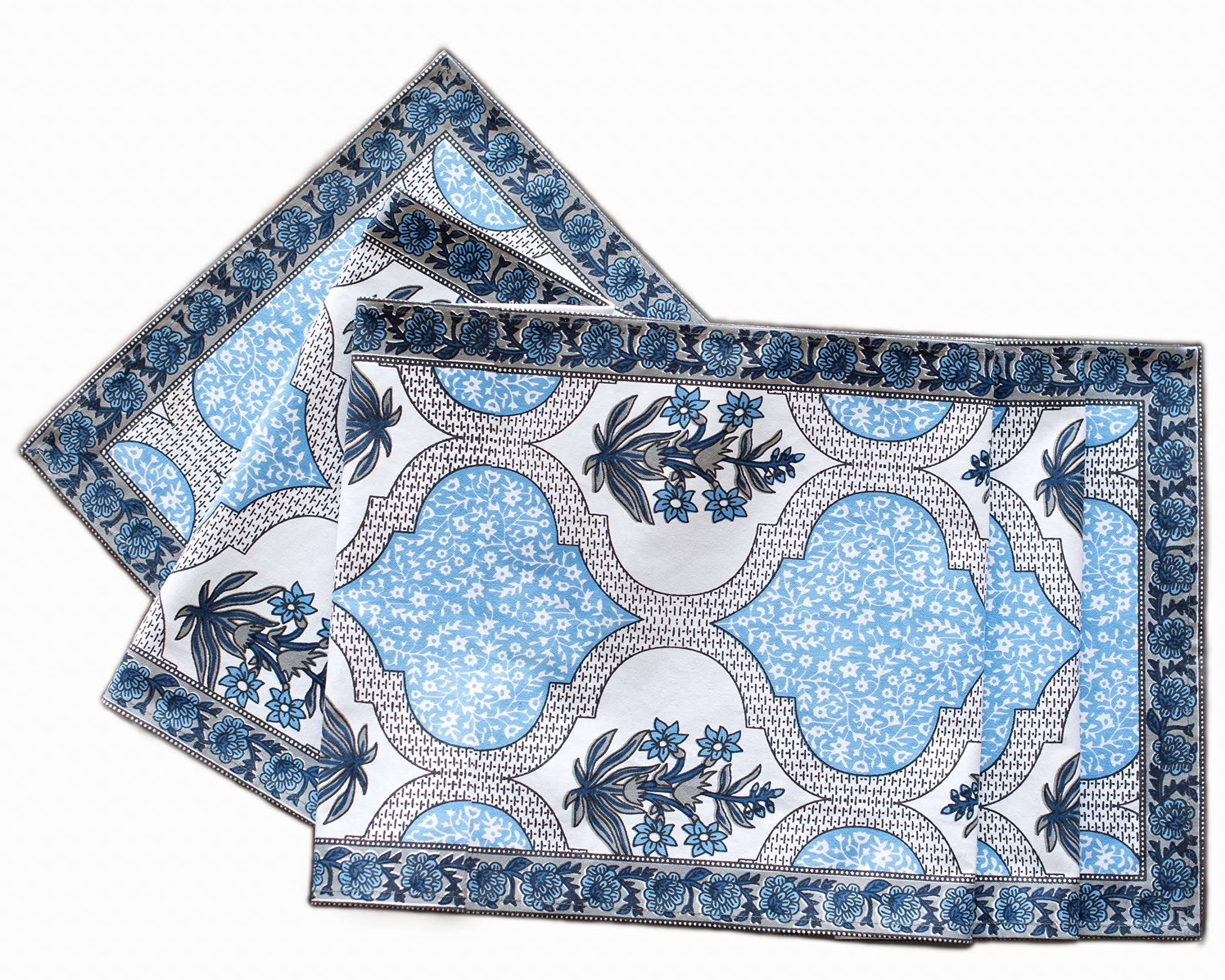 Table Runner with Floral Print - Handmade Authentic Indian Rajasthani Tableware Home Decor 73” x13”