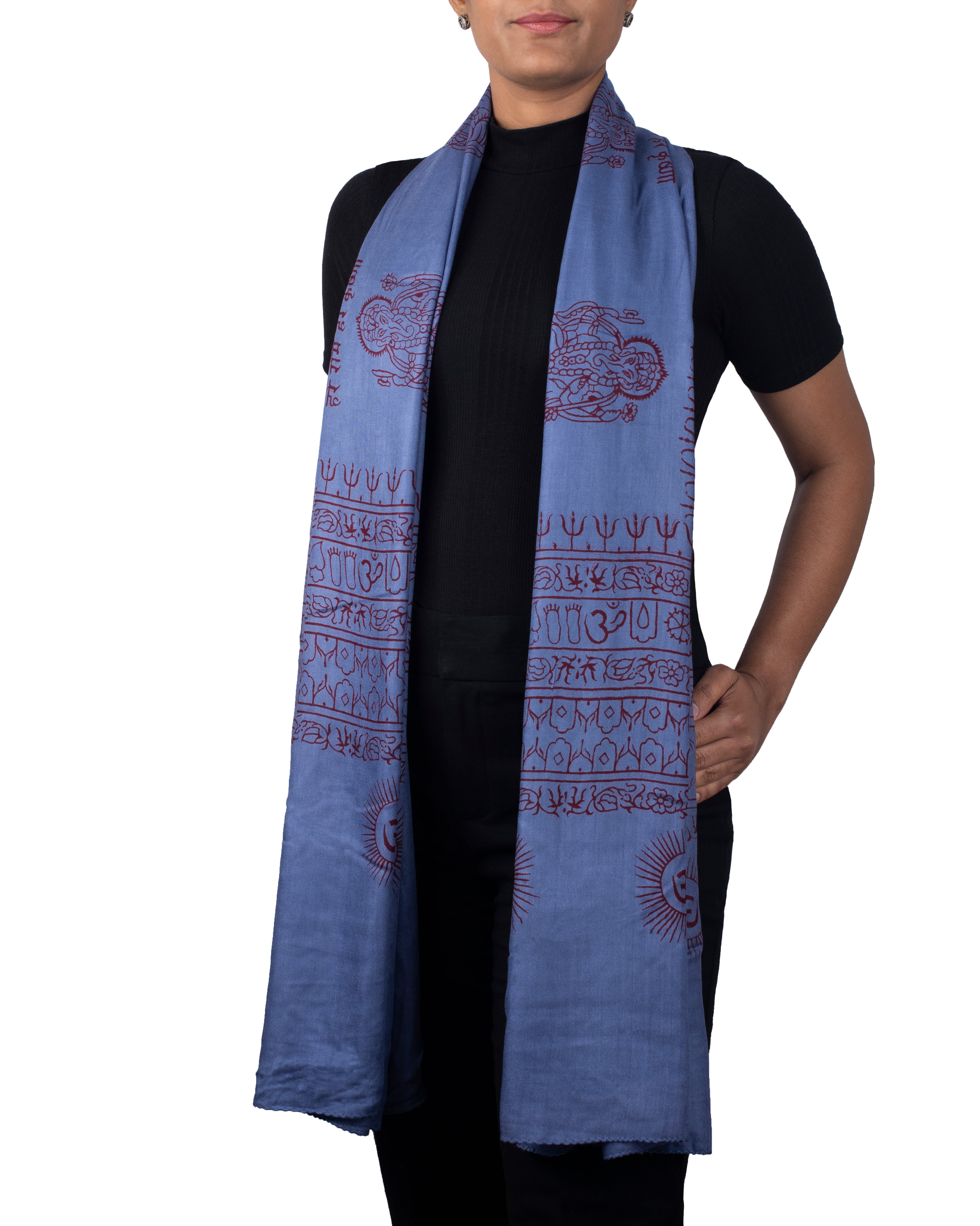 Ram Nami Yoga Scarf Meditation Shawl Large Wrap Hindu Prayer Stole OM Ganesha print