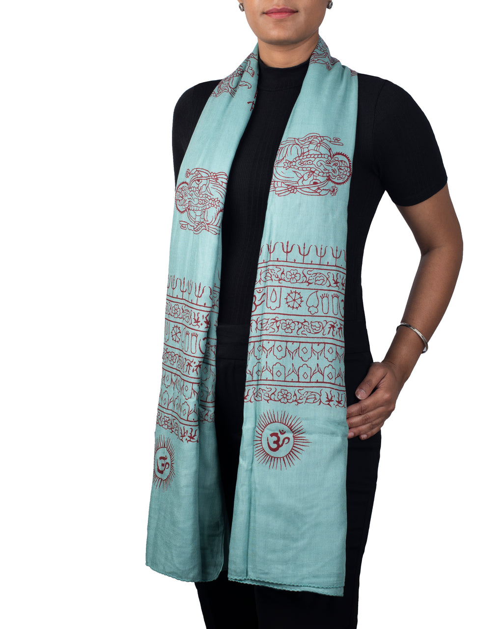 Ram Nami Yoga Scarf Meditation Shawl Large Wrap Hindu Prayer Stole OM Ganesha print