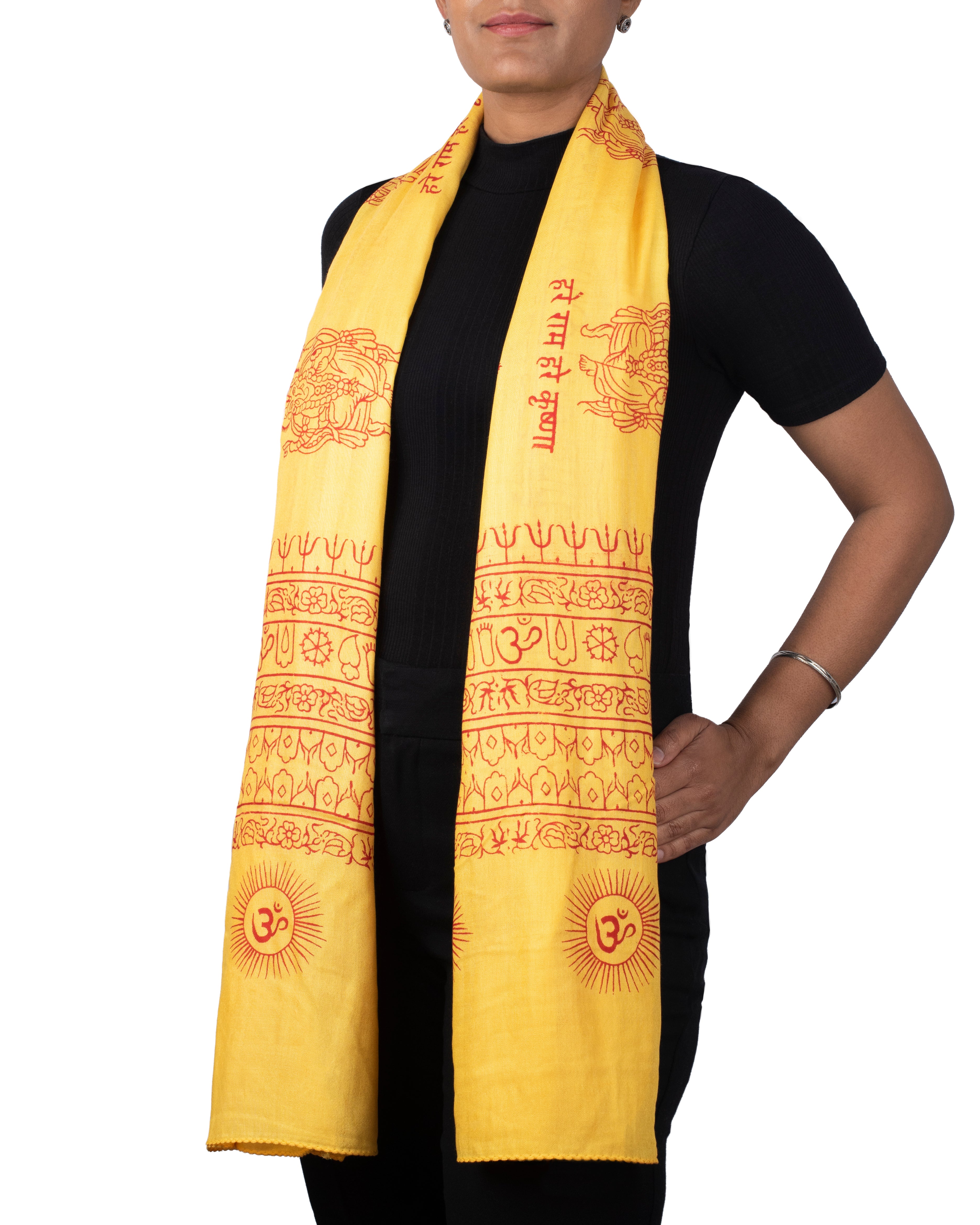 Ram Nami Yoga Scarf Meditation Shawl Large Wrap Hindu Prayer Stole OM Ganesha print
