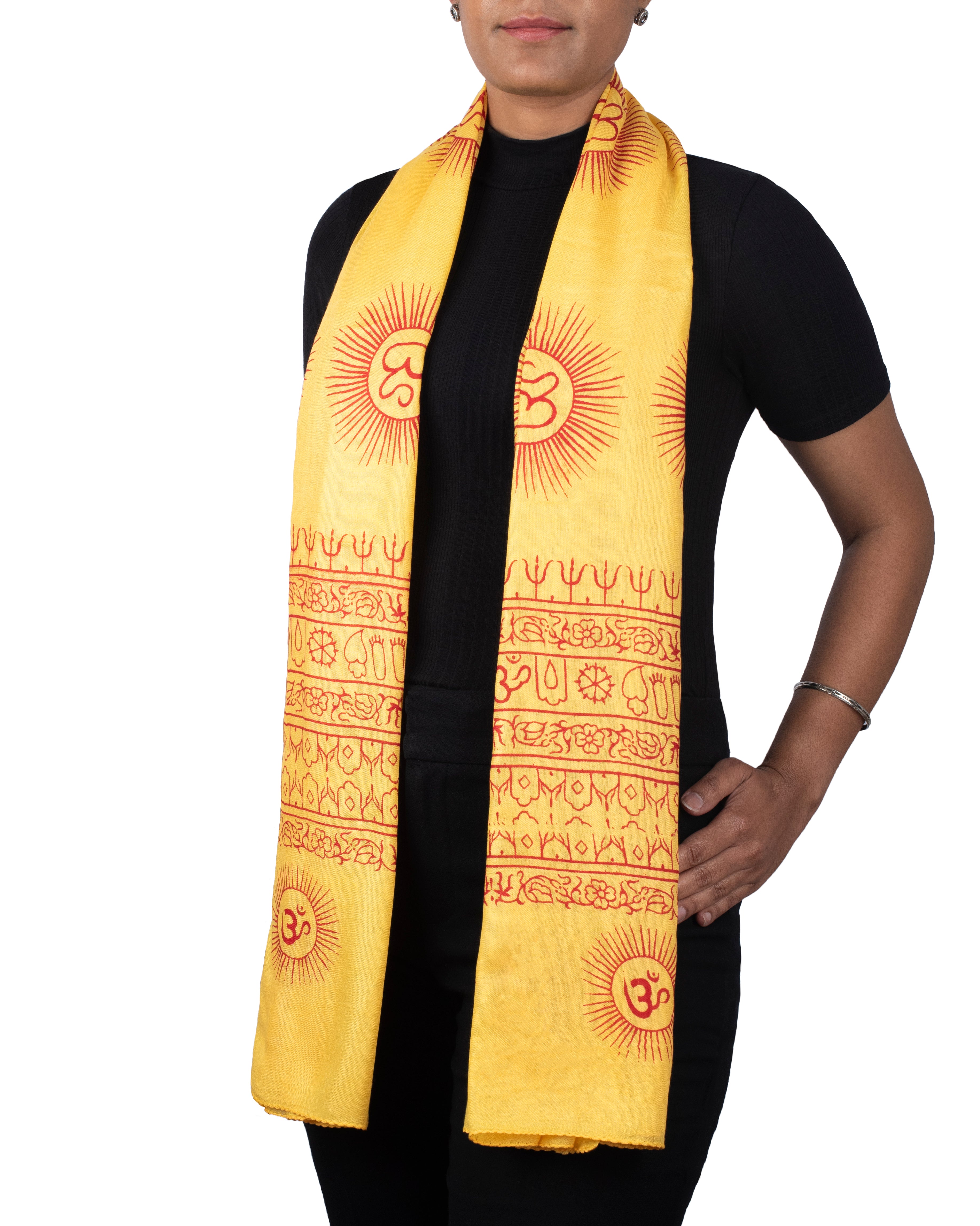 Yoga Scarf Meditation Shawl Large Wrap Hindu Prayer Stole OM print