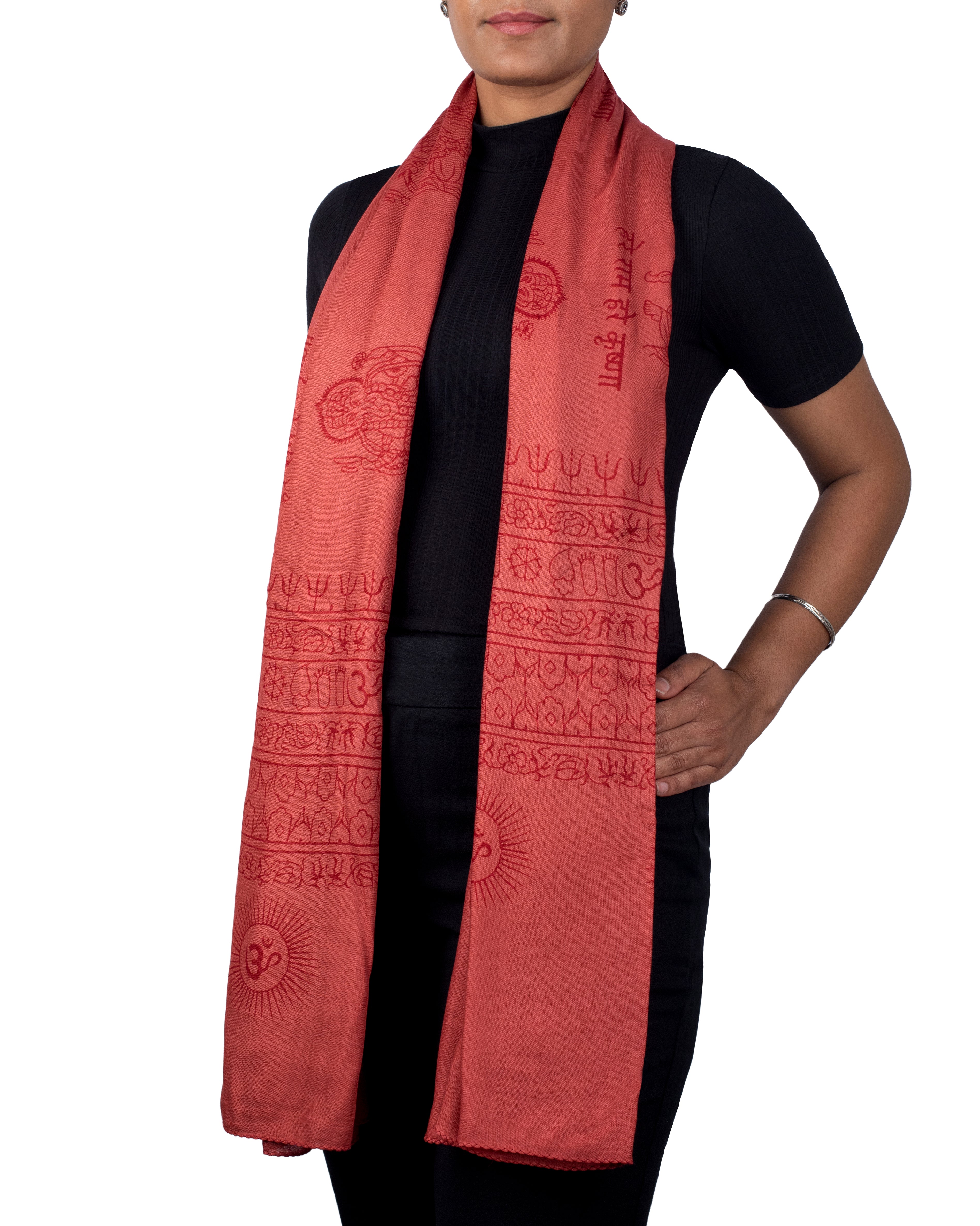 Ram Nami Yoga Scarf Meditation Shawl Large Wrap Hindu Prayer Stole OM Ganesha print
