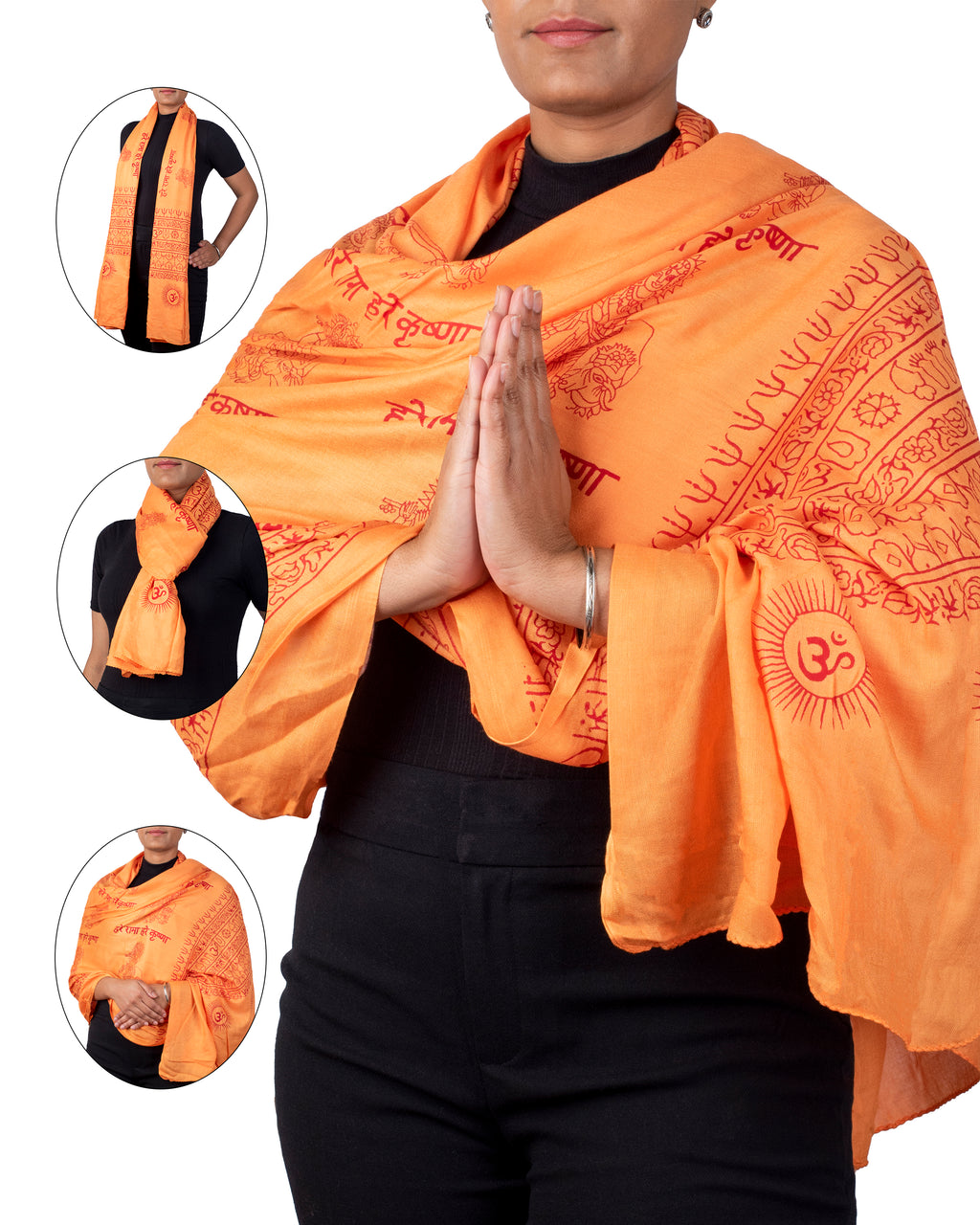 Ram Nami Yoga Scarf Meditation Shawl Large Wrap Hindu Prayer Stole OM Krishna print