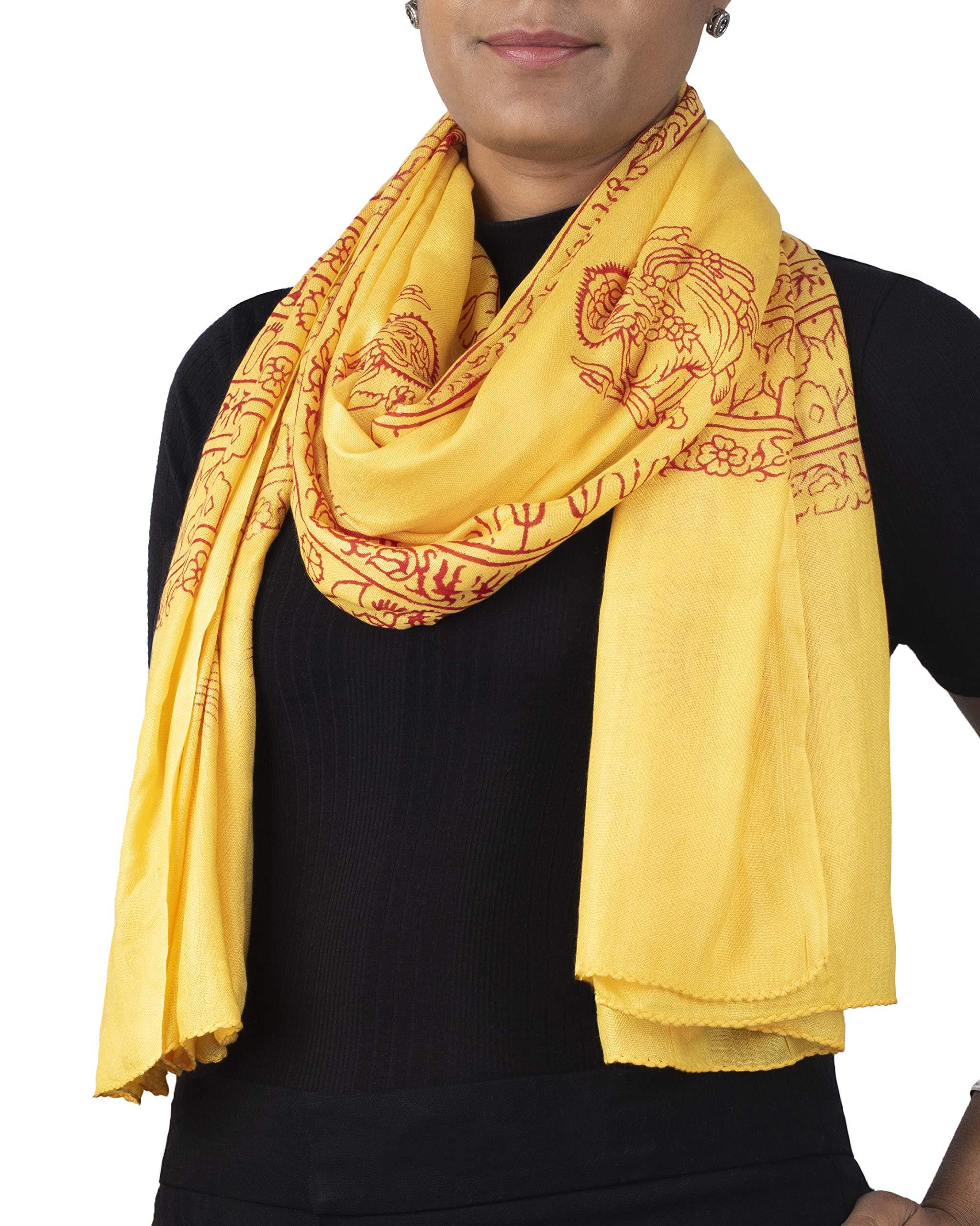Yellow Ganesha meditation shawl, bright Hindu prayer scarf for yoga, puja and altar cloth.